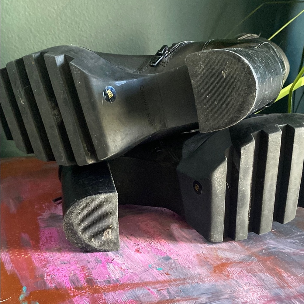 Black Leather Ankle Boots - Picture 2 of 2